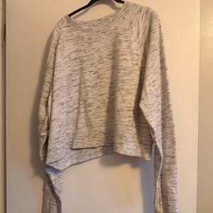 Cropped Gray Marled Long Sleeve Top